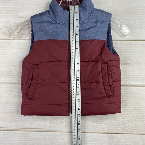 Tucker + Tate Boys Puffer Jacket Vest Sz 2T Blue Burgundy Full Zip Fleece Lined - Picture 5 of 9